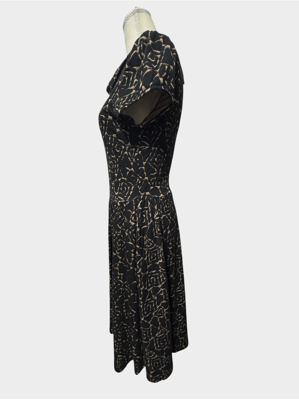 APPLE & PEAR STUDIOS Women's Cowlneck Abstract A-Line Midi Dress - Black, Small - Picture 4 of 10